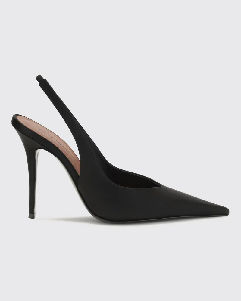 Amina Muaddi Anok Slingback-Pumps aus Satin mit Stilettoabsatz Schwarz