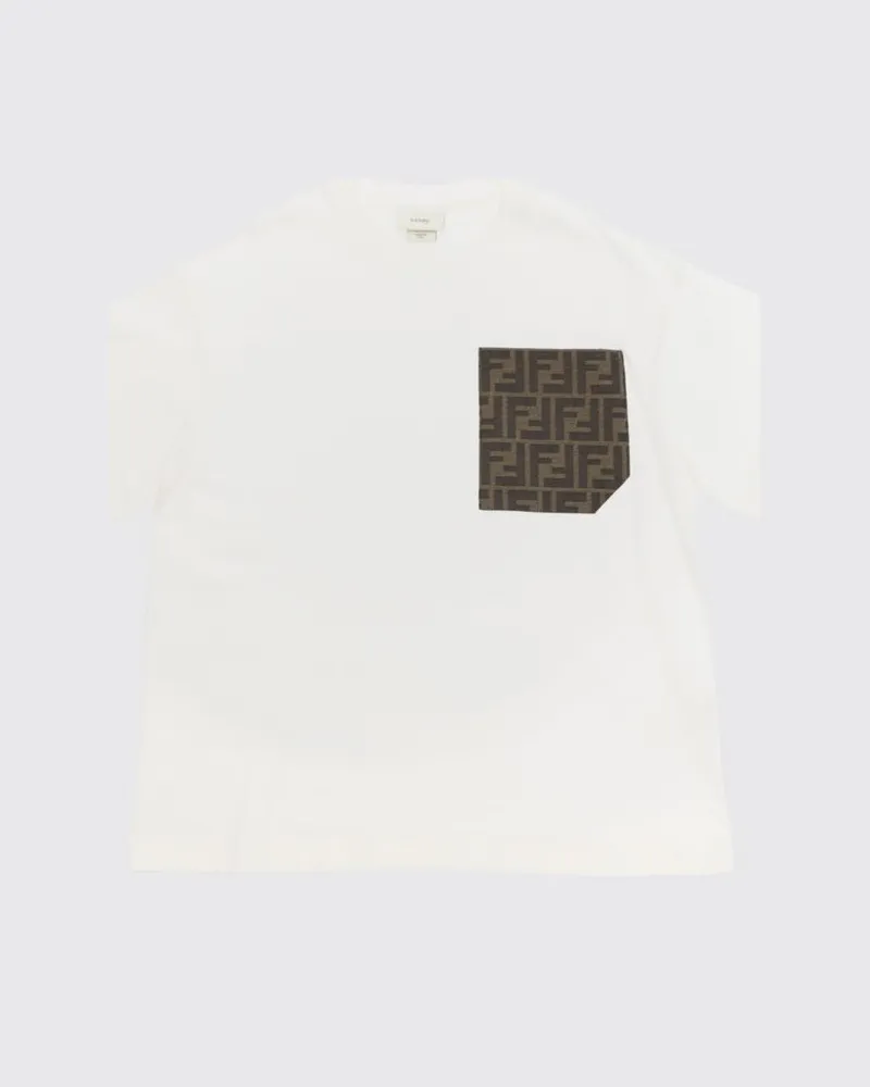 Fendi Jungen-T-Shirt aus Baumwolle mit FF-Monogramm Grau