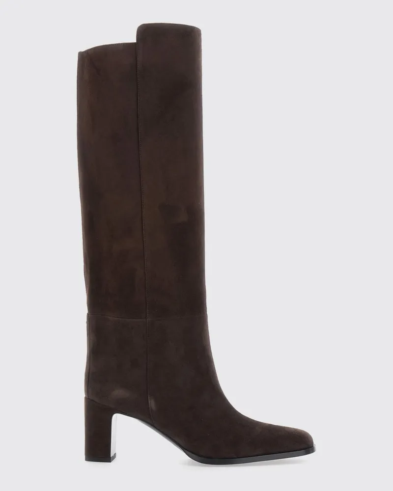 Jimmy Choo Kniehohe Caly Wildlederstiefel mit quadratischem Absatz Braun