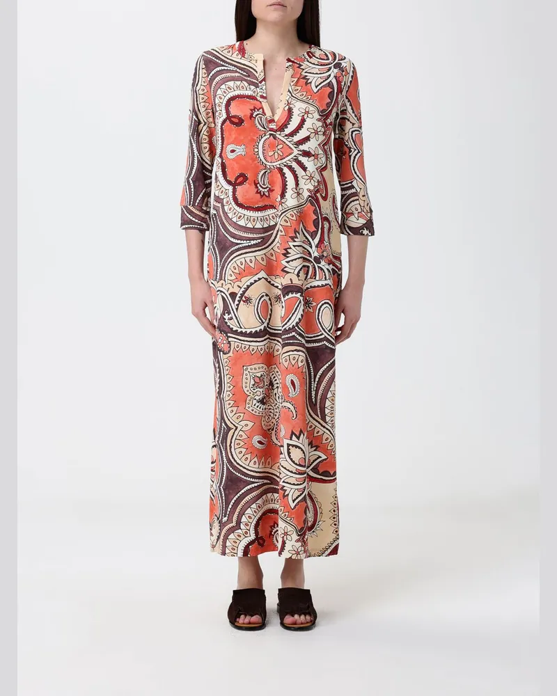 Maliparmi Midi-Tunika aus Jersey mit Ethno-Print und V-Ausschnitt Bunt