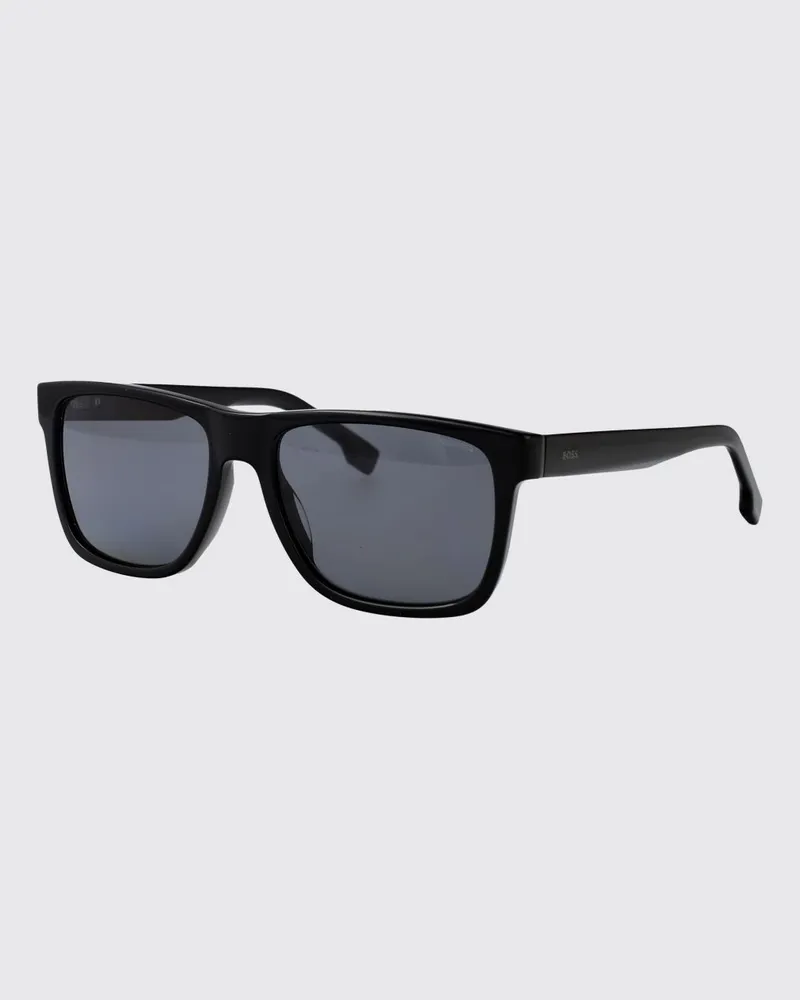 HUGO BOSS Rechteckige Aviator-Sonnenbrille aus Acetat mit Schriftzug-Logo Schwarz