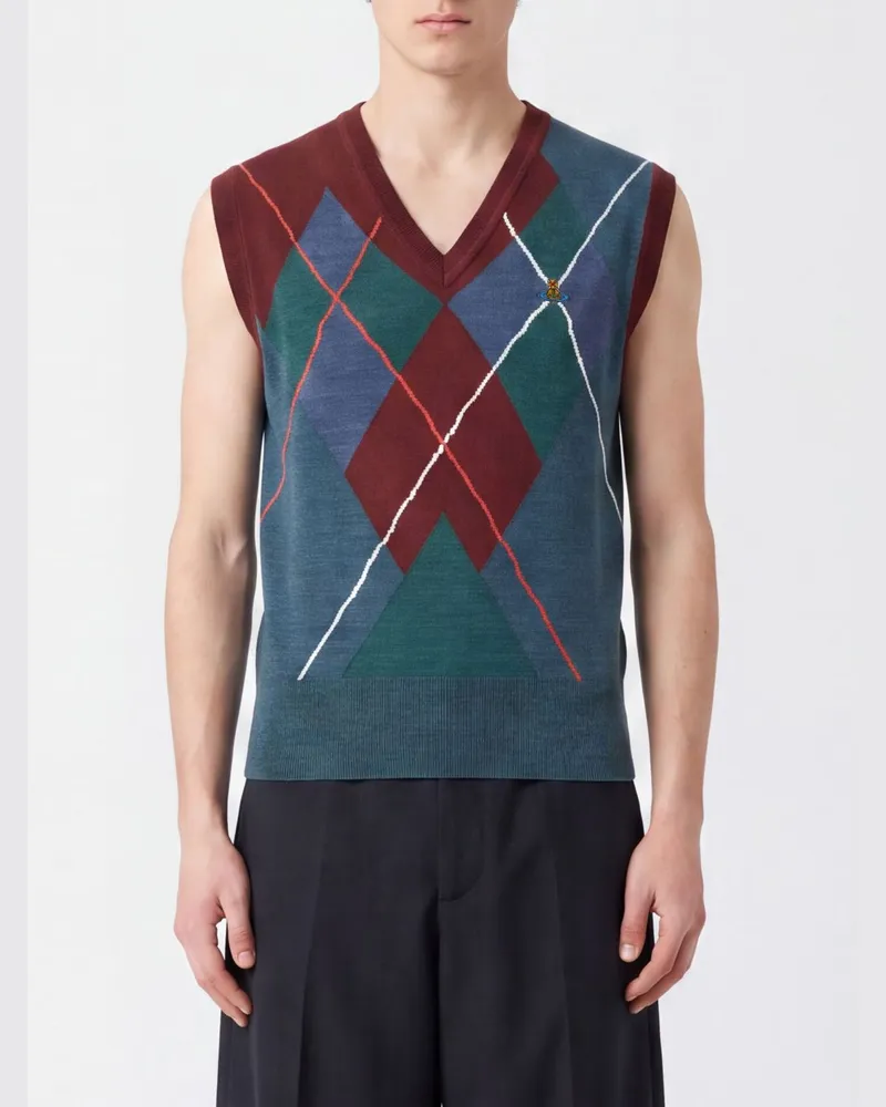 Vivienne Westwood Argyle-Strickweste aus Wollmischung mit gesticktem Orb-Logo Bunt