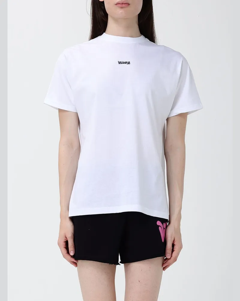 DISCLAIMER Baumwoll-T-Shirt mit Graffiti-Logo-Print auf der Vorderseite Weiß