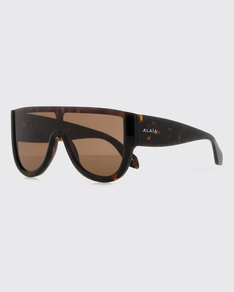 Alaïa Teardrop-Shield-Sonnenbrille aus Schildpatt-Acetat Braun