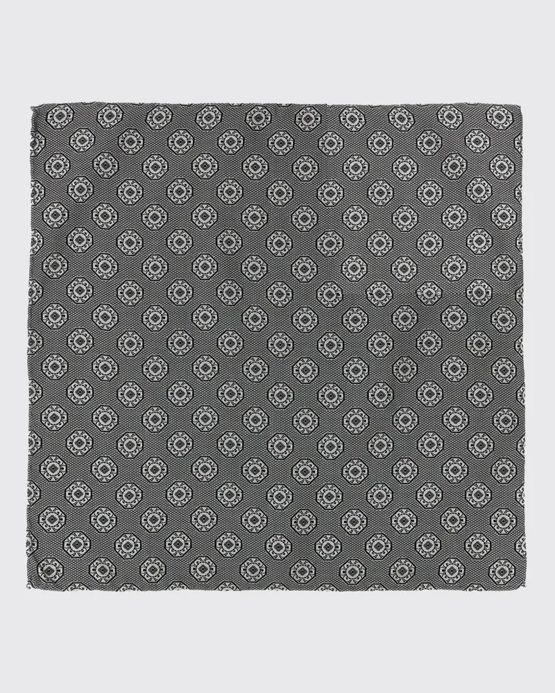 Brunello Cucinelli Seiden-Einstecktuch mit geometrischem Druck Grau