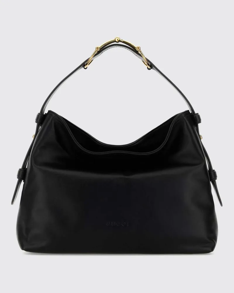 Gucci Beatrix Schultertasche aus Glattleder-Kalbsleder mit Horsebit-Detail Schwarz