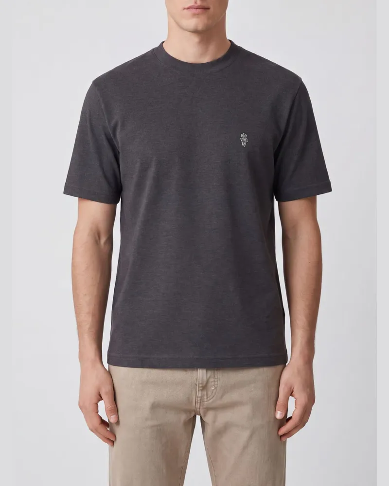 Eleventy Slim-Fit-T-Shirt mit Rundhalsausschnitt aus reiner Baumwolle und dezentem Logo Grau