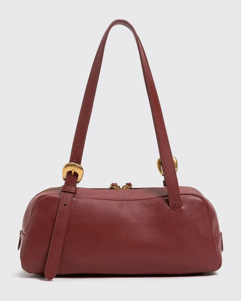 Twin-Set Schultertasche von aus genarbtem Leder mit doppeltem verstellbarem Henkel Cherry
