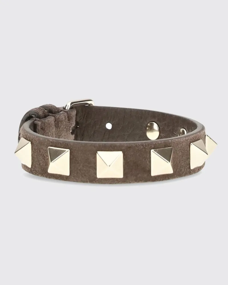 Valentino Garavani Rockstud Armband aus Wildleder mit Nieten Braun