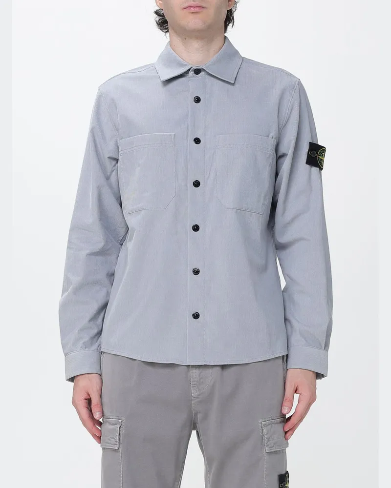 Stone Island Slim-Fit-Hemd aus Cord mit Kompass-Logo Grau