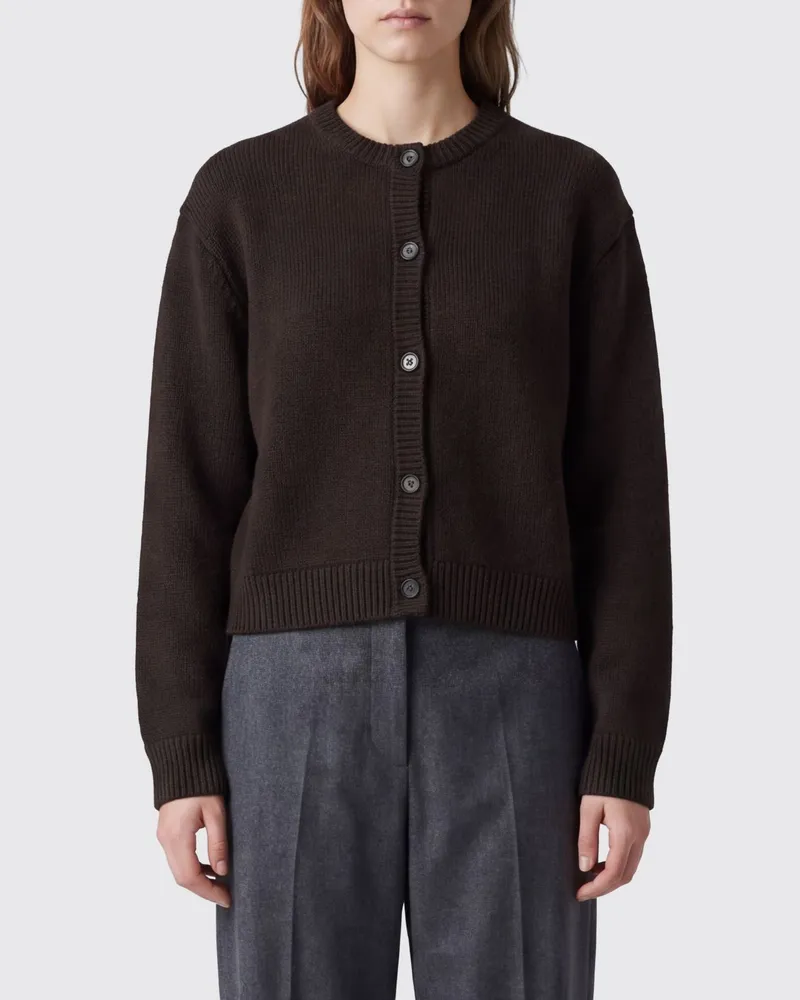 Lisa Yang Rundhals-Cardigan aus reinem Kaschmir mit Knopfverschluss Braun