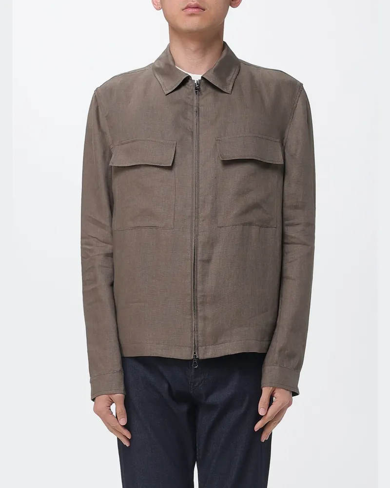 Manuel Ritz Hemdjacke aus Twill in Relaxed Fit mit Reißverschluss Grün