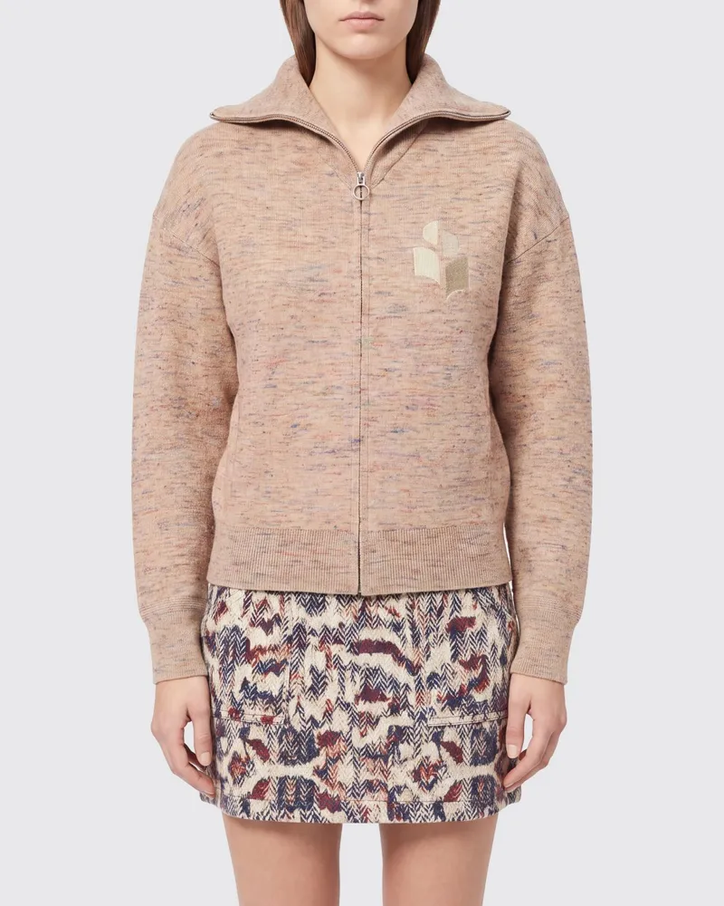 Étoile Isabel Marant Koxy Zip-Cardigan aus Viskosemischung mit Monogramm-Logo Pink