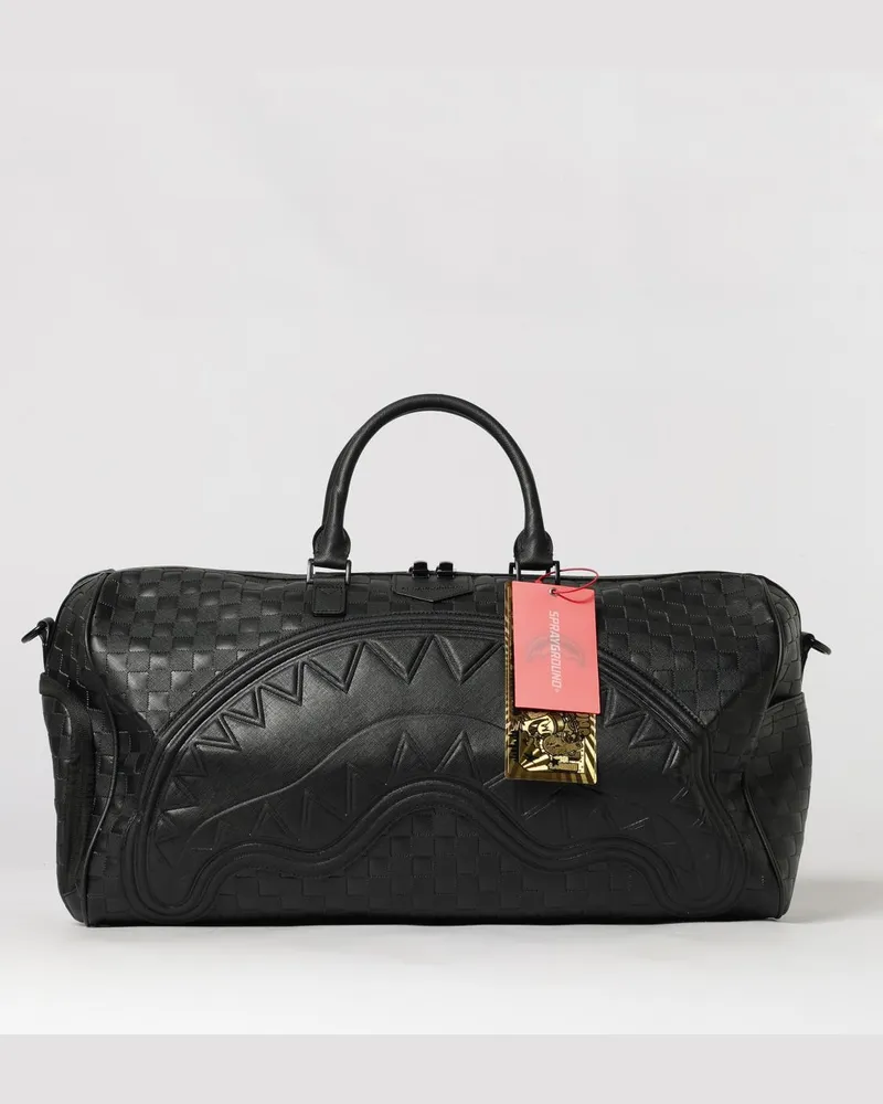 Sprayground Reisetasche Raised Check aus beschichteter Baumwolle mit geprägtem Muster Schwarz