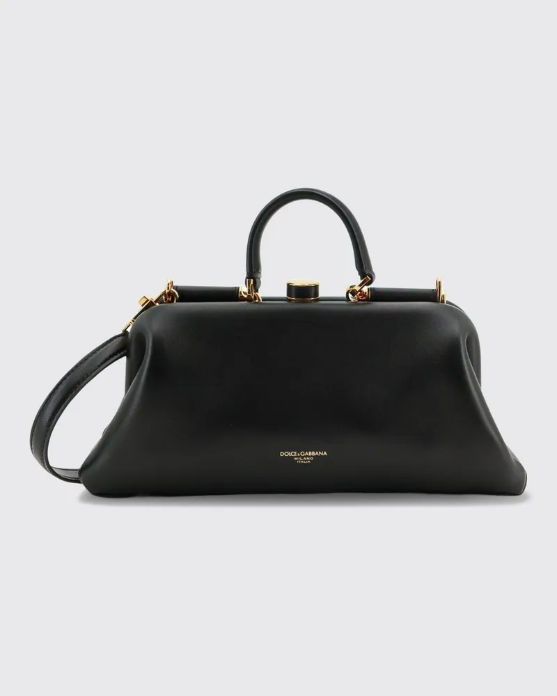 Dolce & Gabbana DOLCE  GABBANA Dolce & Gabbana Grandma Nappaleder-Handtasche mit röhrenförmigem Henkel Schwarz