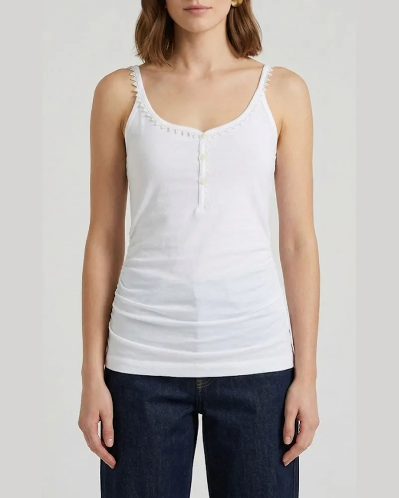 Jacquemus Slim-Fit-Top aus Baumwolle mit Stickerei und quadratischem Ausschnitt Weiß