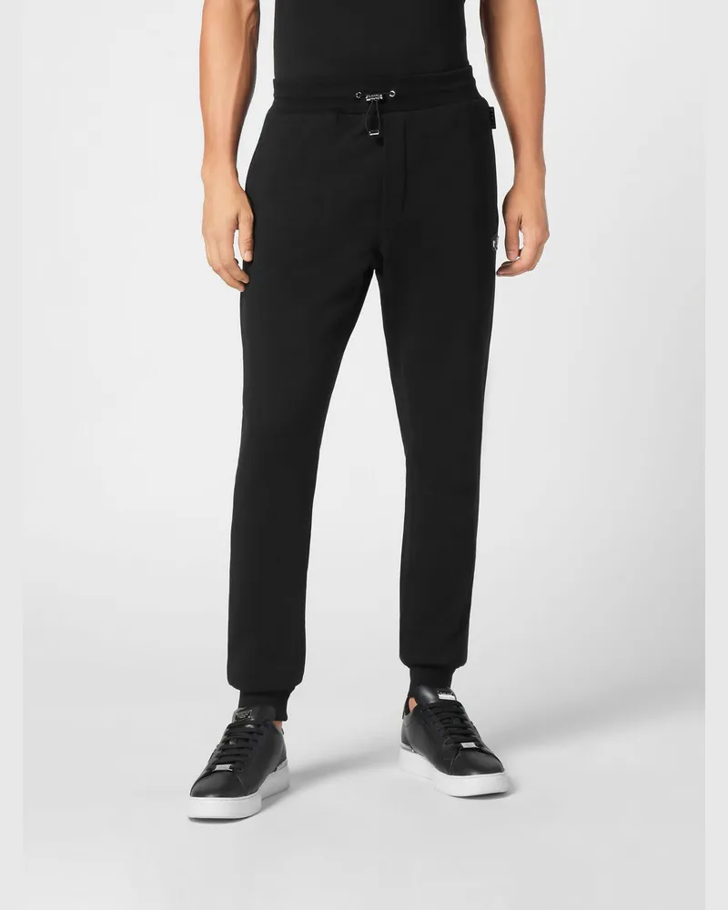 Philipp Plein Slim-Fit-Jogginghose von aus Jersey mit Kontrastlogo Schwarz