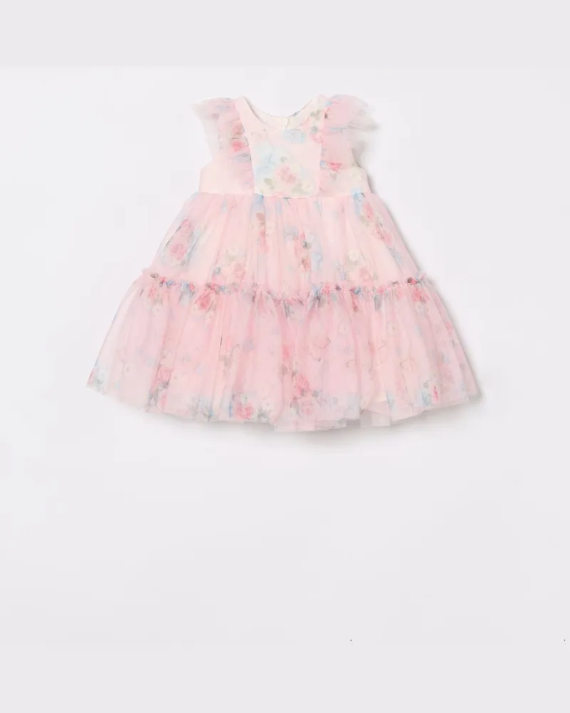 Monnalisa Tüll-Minikleid mit Blumenprint Pink