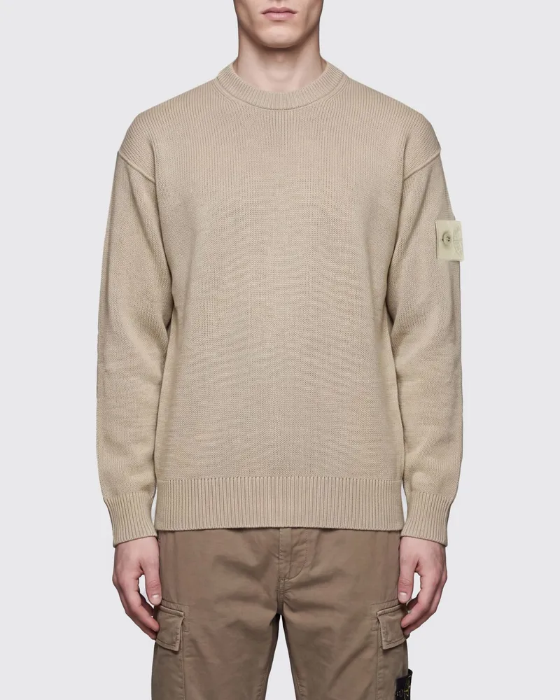 Stone Island Ghost Capsule Rundhalspullover aus Baumwolle und Kaschmir Beige