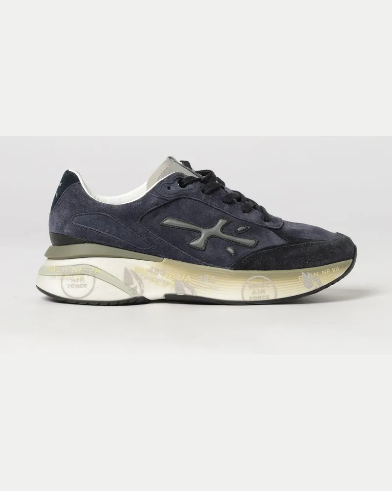 Premiata Moerun Sneaker aus Kalbsveloursleder mit appliziertem Logo Blau