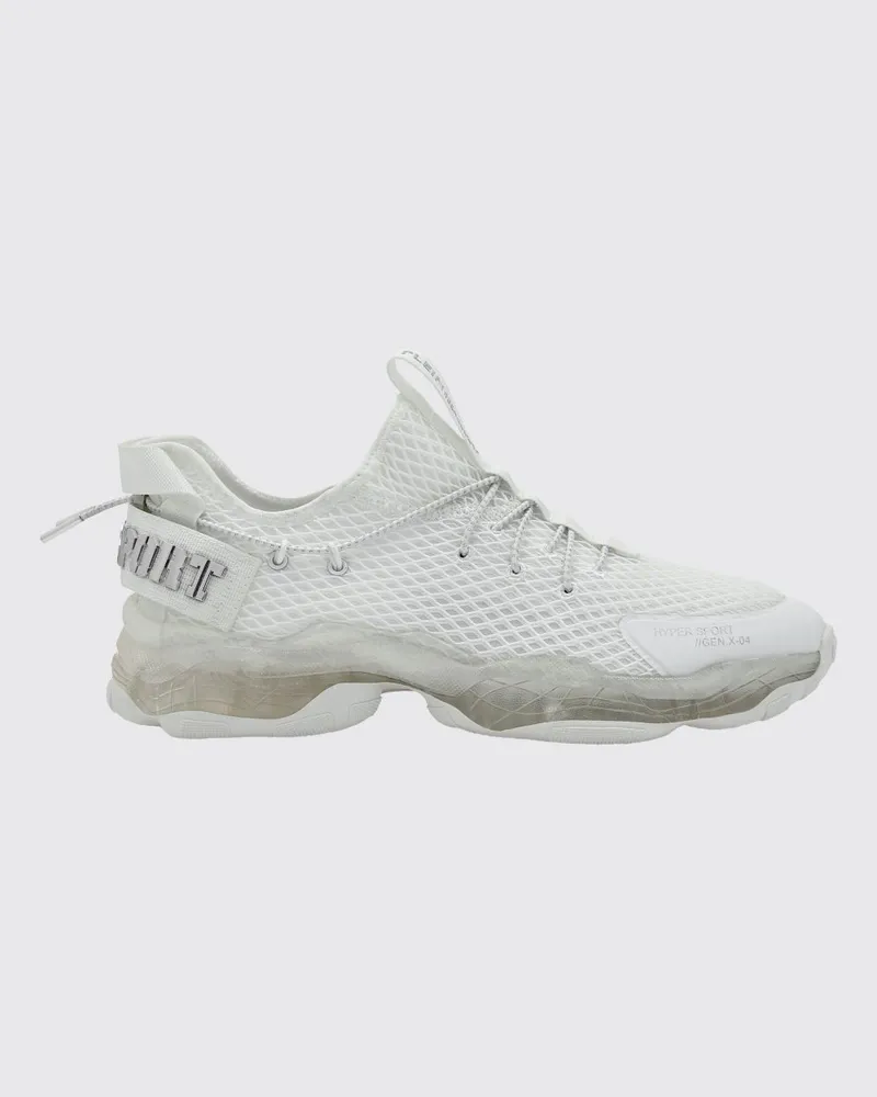 Philipp Plein Hyper Sport Low-Top-Sneakers aus Mesh mit appliziertem Logo und Zuglasche Weiß