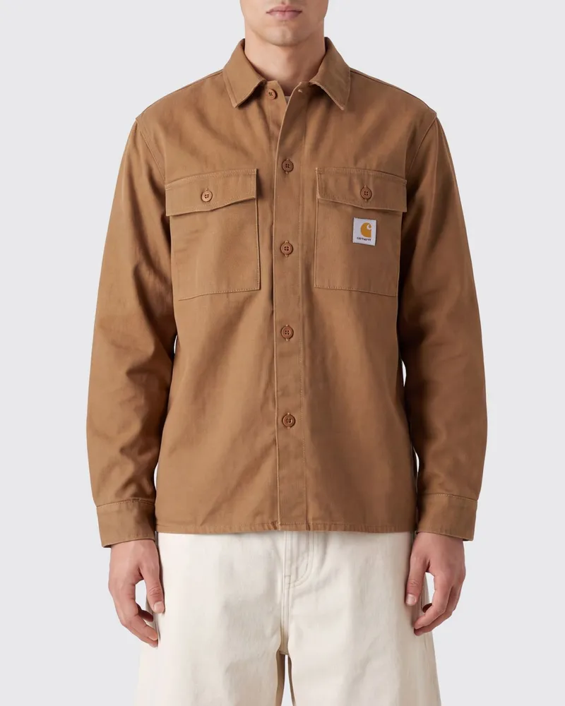 Carhartt WIP Hemdjacke Kelly aus Baumwolle mit aufgesetzten Taschen Haselnuss