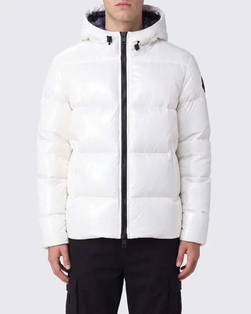 Herno Kurze Stepp-Daunenjacke aus Nylon mit Kapuze und Reißverschluss Weiß