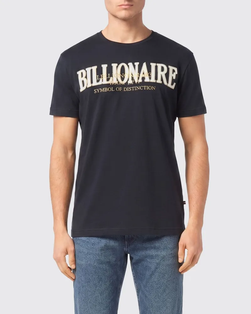 Billionaire Baumwoll-T-Shirt mit Logo Blau