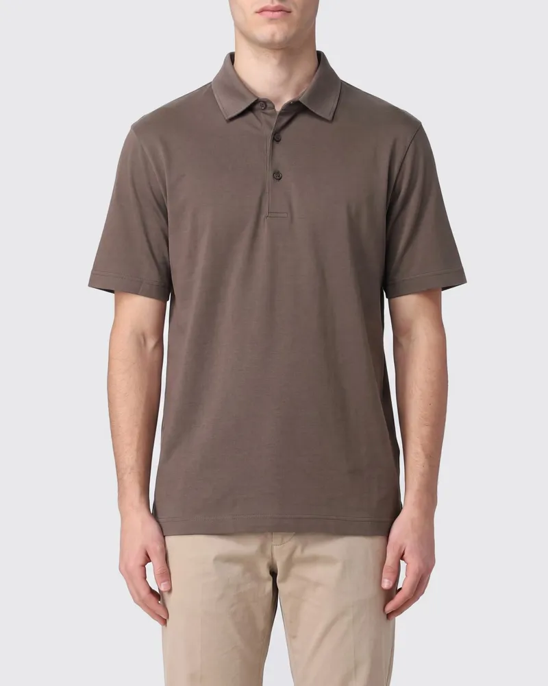 Herno Kurzärmeliges Baumwoll-Poloshirt mit Drei-Knopf-Leiste Dark