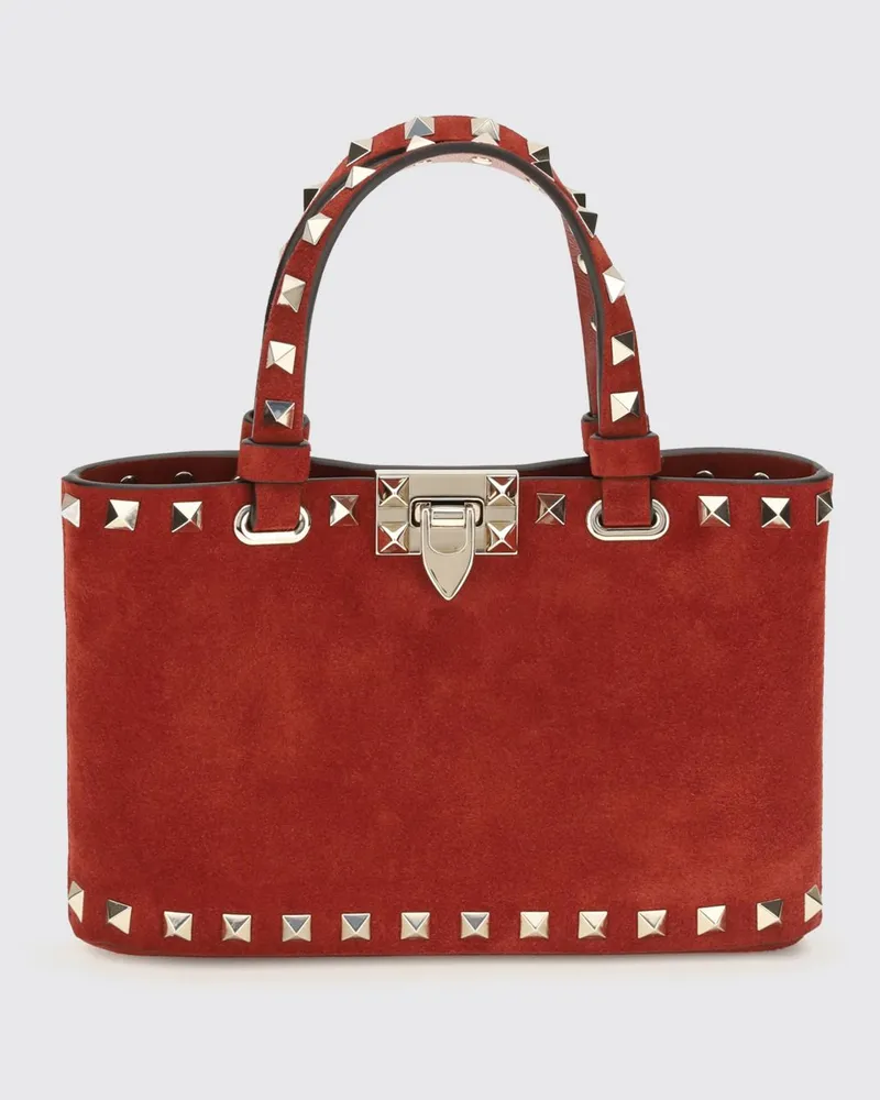 Valentino Garavani Rockstud Mini-Handtasche aus Leder mit Stickerei und Nieten Rot