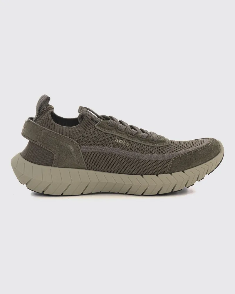 HUGO BOSS Motion Sneakers aus Strick und Wildleder mit Gummisohle Grün