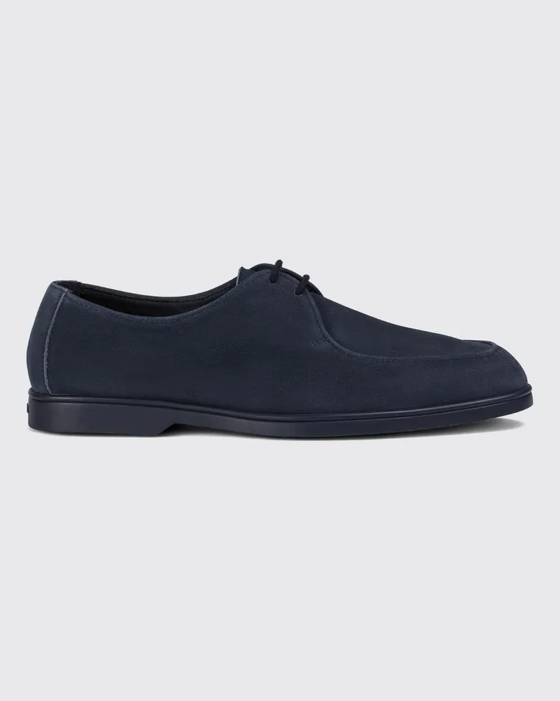 Doucal´s Derby-Schuhe aus Velourskalbsleder mit erhöhtem Blatteinsatz Blau