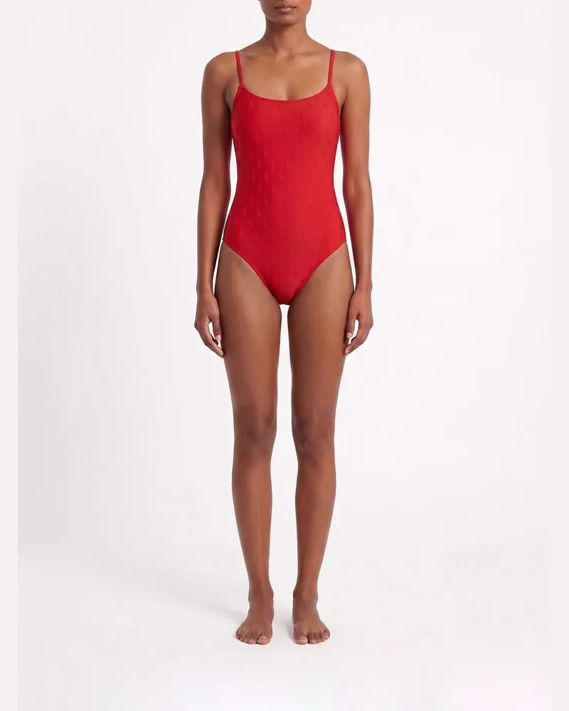 Ralph Lauren Basic Badeshorts aus recyceltem Polyester Rot