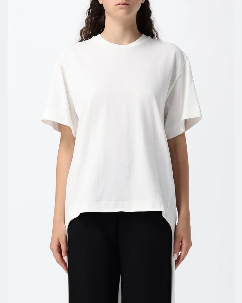 MEIMEIJ Langes Baumwoll-T-Shirt mit asymmetrischem Saum Weiß