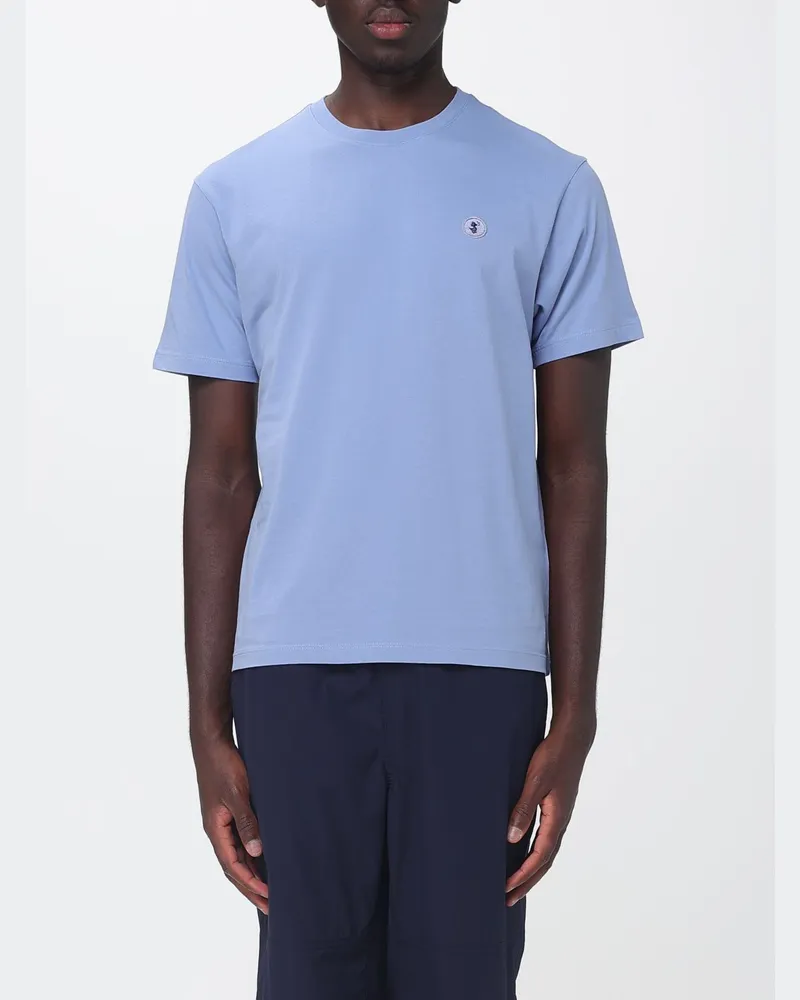 Save The Duck Basic Kurzarm-T-Shirt mit Rundhalsausschnitt aus reiner Baumwolle Hellblau