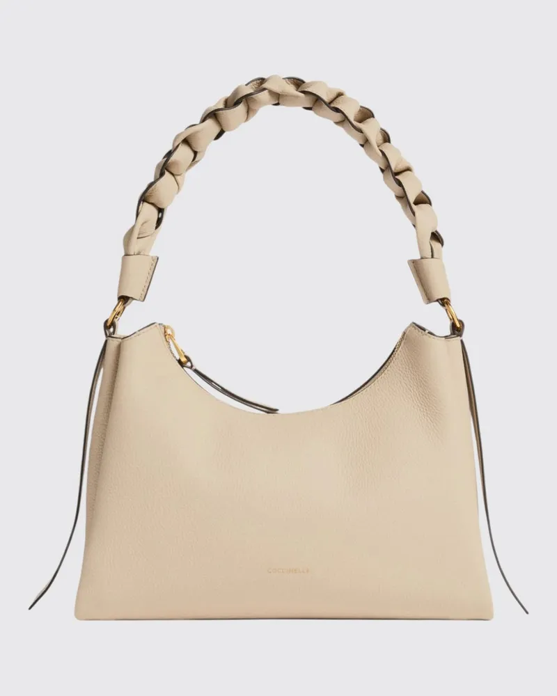 Coccinelle Boheme Tasche aus genarbtem Leder Beige