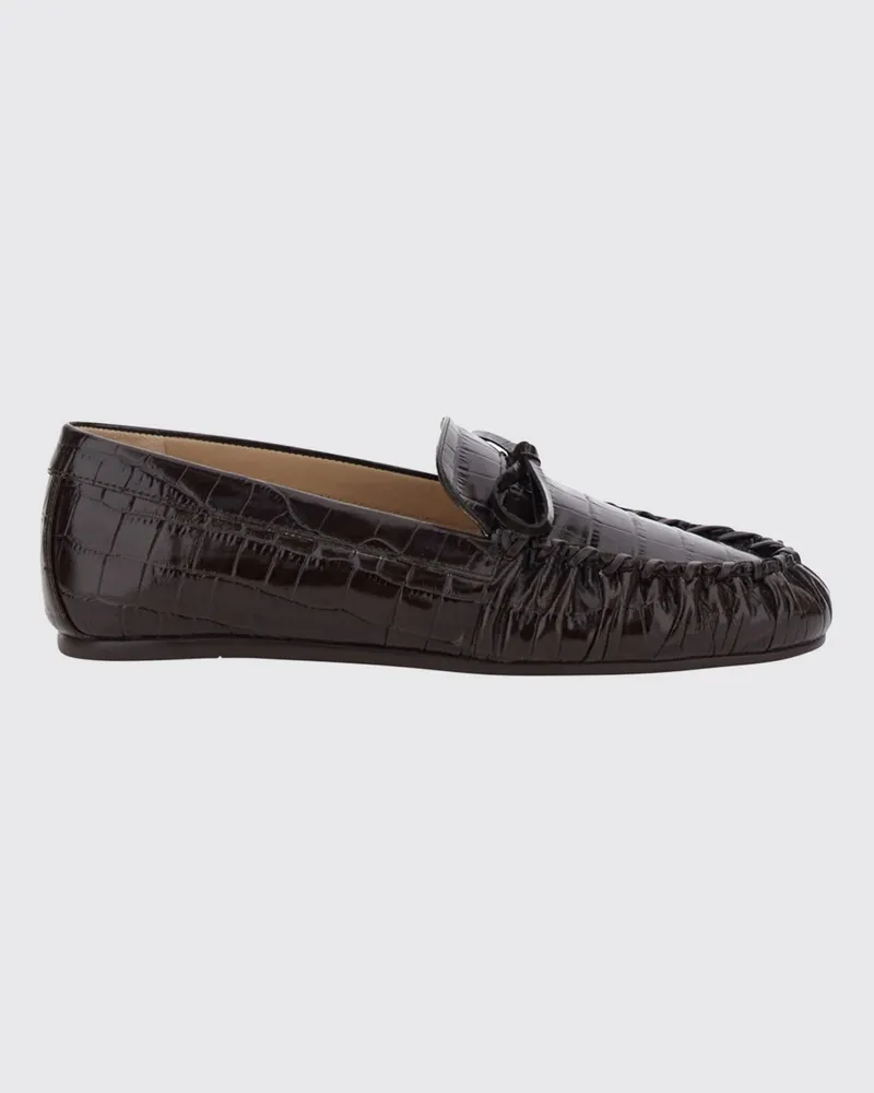 Stuart Weitzman Britt Loafer aus Leder in Kroko-Optik mit Schleife Braun