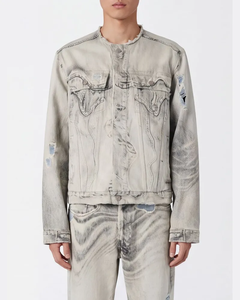 Camper Jeansjacke von mit abstraktem Druck und aufgesetzten Taschen Bunt