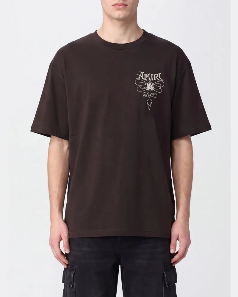 Amiri Kurzärmeliges Baumwoll-T-Shirt mit Logo-Print Schwarz