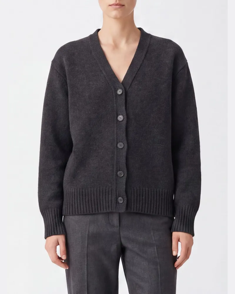 The Row Cardigan aus Kaschmirmischung mit V-Ausschnitt, überschnittenen Schultern und Knopfverschluss Grau