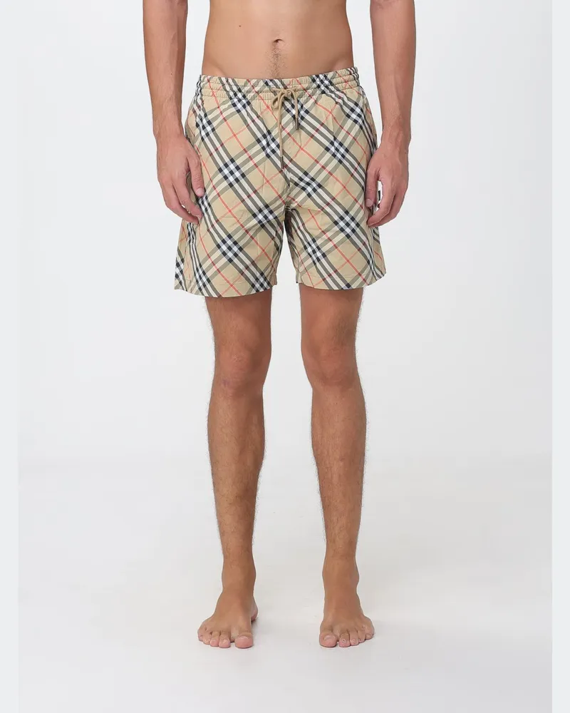 Burberry Badeshorts aus Nylon mit Vintage-Check-Print von Beige