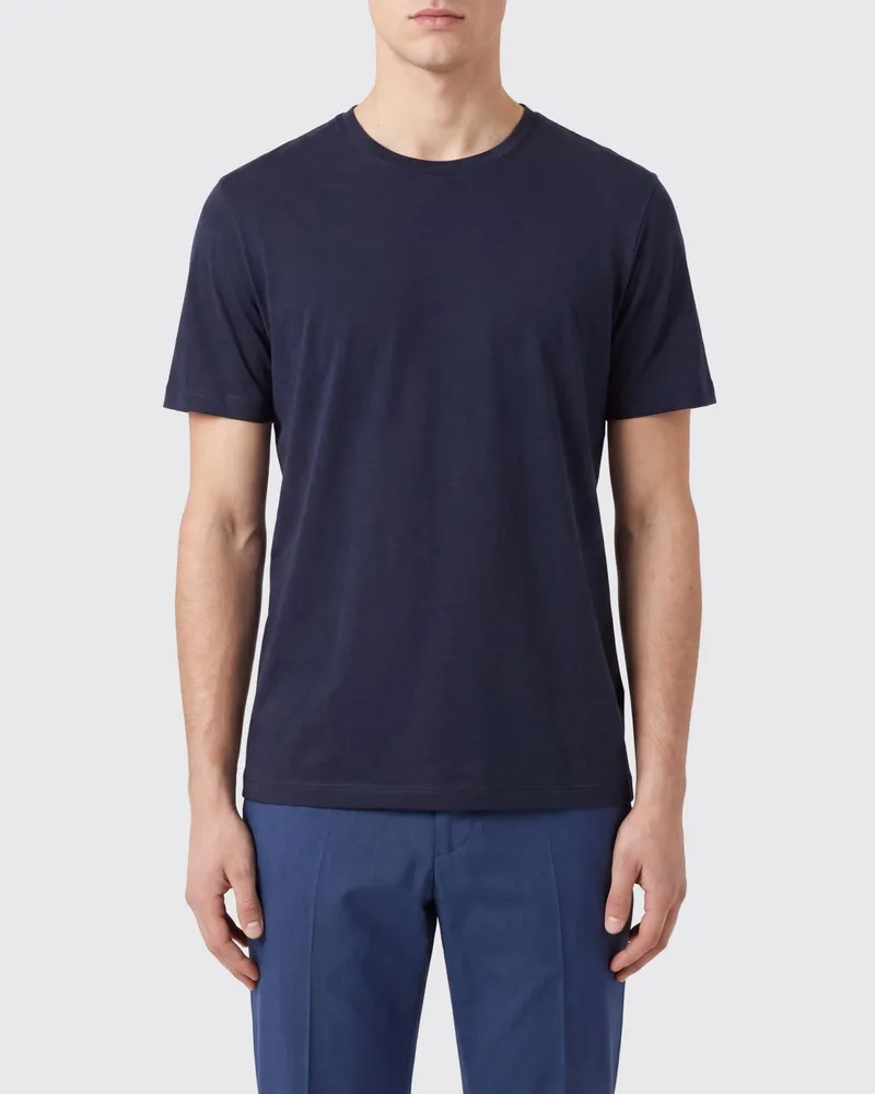 Herno Kurzarm-T-Shirt mit Rundhalsausschnitt aus reiner Baumwolle Blau