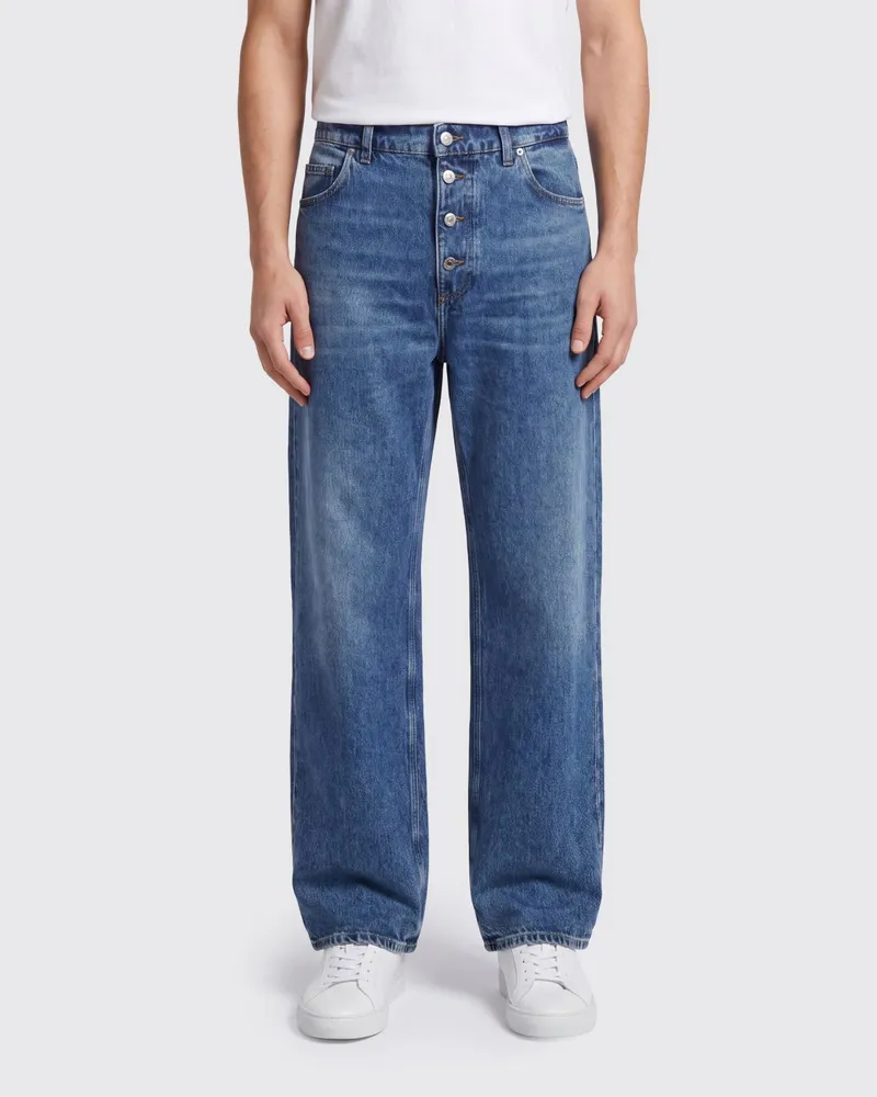 Dolce & Gabbana DOLCE  GABBANA Wide-Leg-Jeans Dolce & Gabbana aus Denim mit mittlerer Leibhöhe und Logo Blau