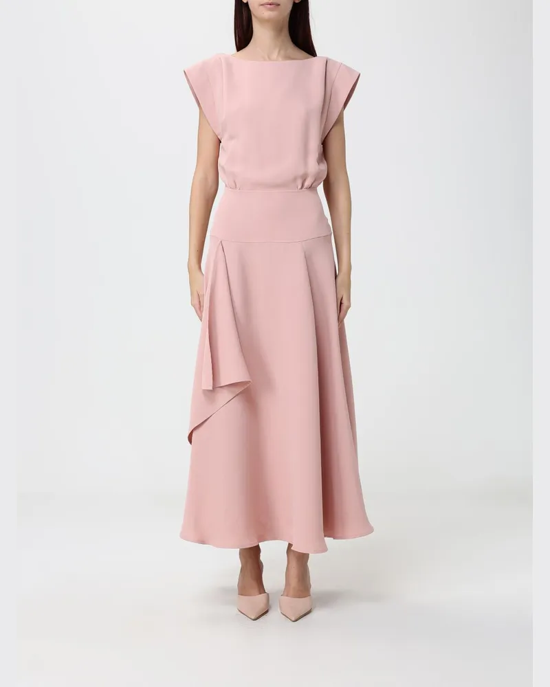 Karl Lagerfeld Ärmelloses A-Linien-Crêpe-Midikleid für Zeremonien und Cocktails Pink