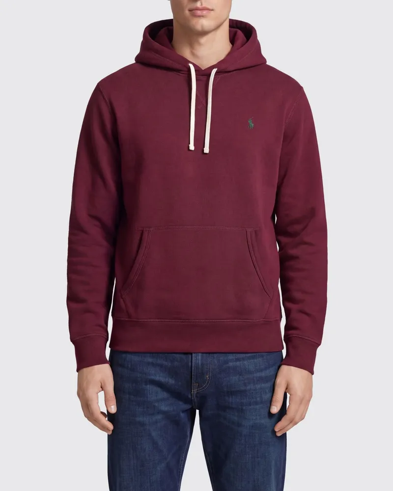 Ralph Lauren Baumwoll-Hoodie mit ikonischem gesticktem Pony-Logo Rot