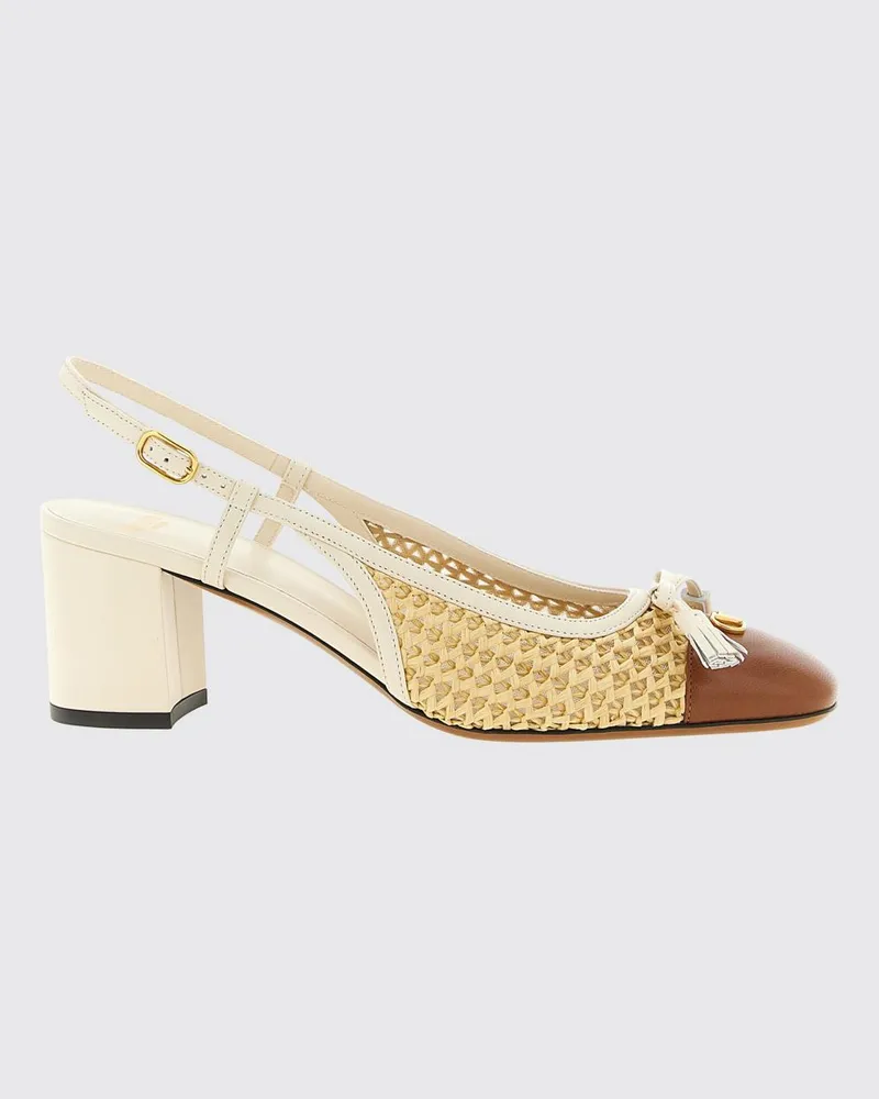 Valentino Garavani Valet Du Roi Slingback aus Bast und Leder Natural