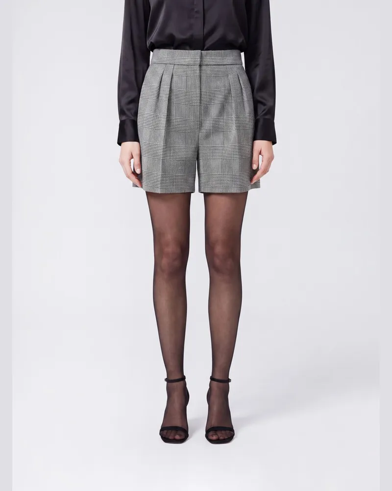 Max Mara Taillierte Shorts aus reiner Schurwolle mit Prince-of-Wales-Muster Blau