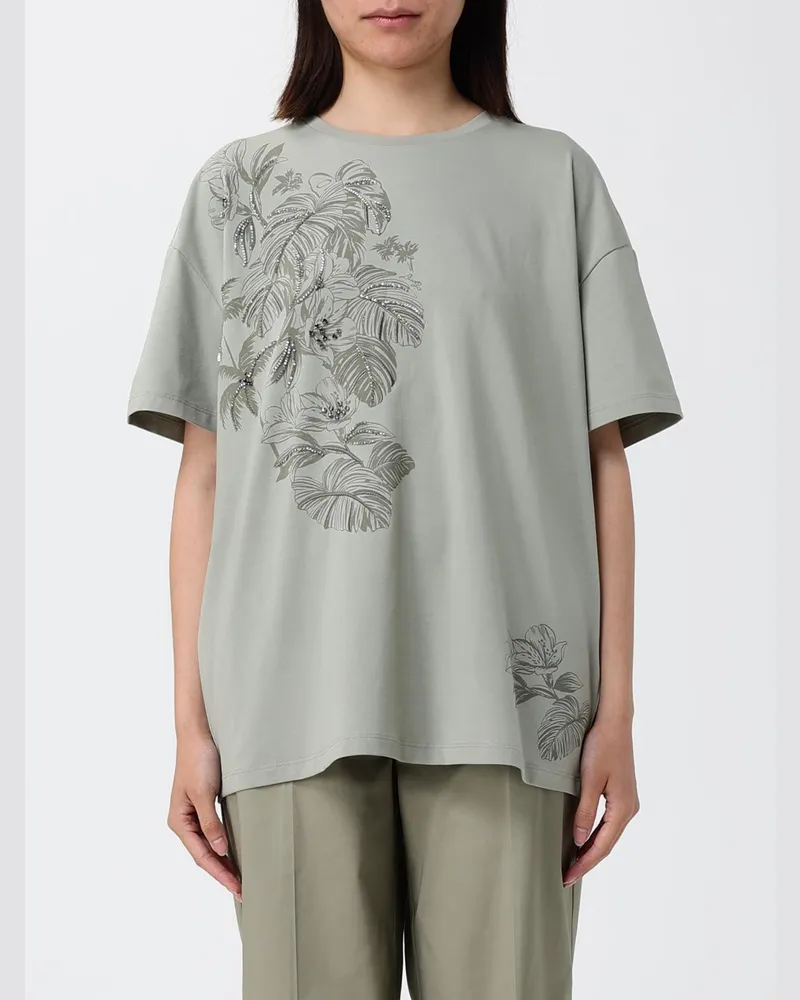 Liu Jo Blumen-Baumwoll-T-Shirt Grün