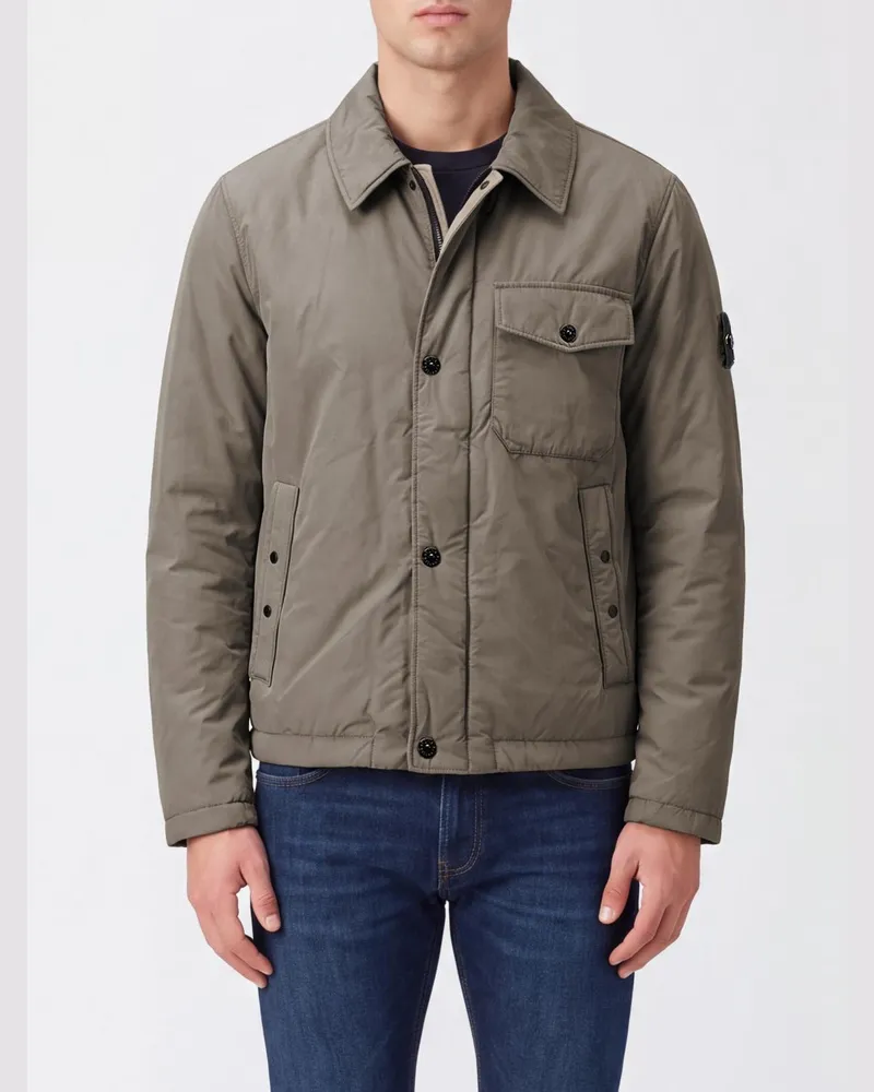 Stone Island Gepolsterte Nylon-Hemdjacke mit Compass-Logo Grün