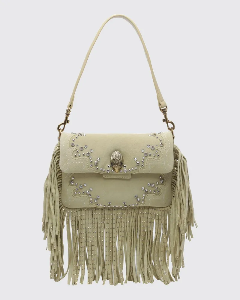 Kurt Geiger Oxford Mini-Schultertasche aus Wildleder mit Stickerei und Kristallen Beige